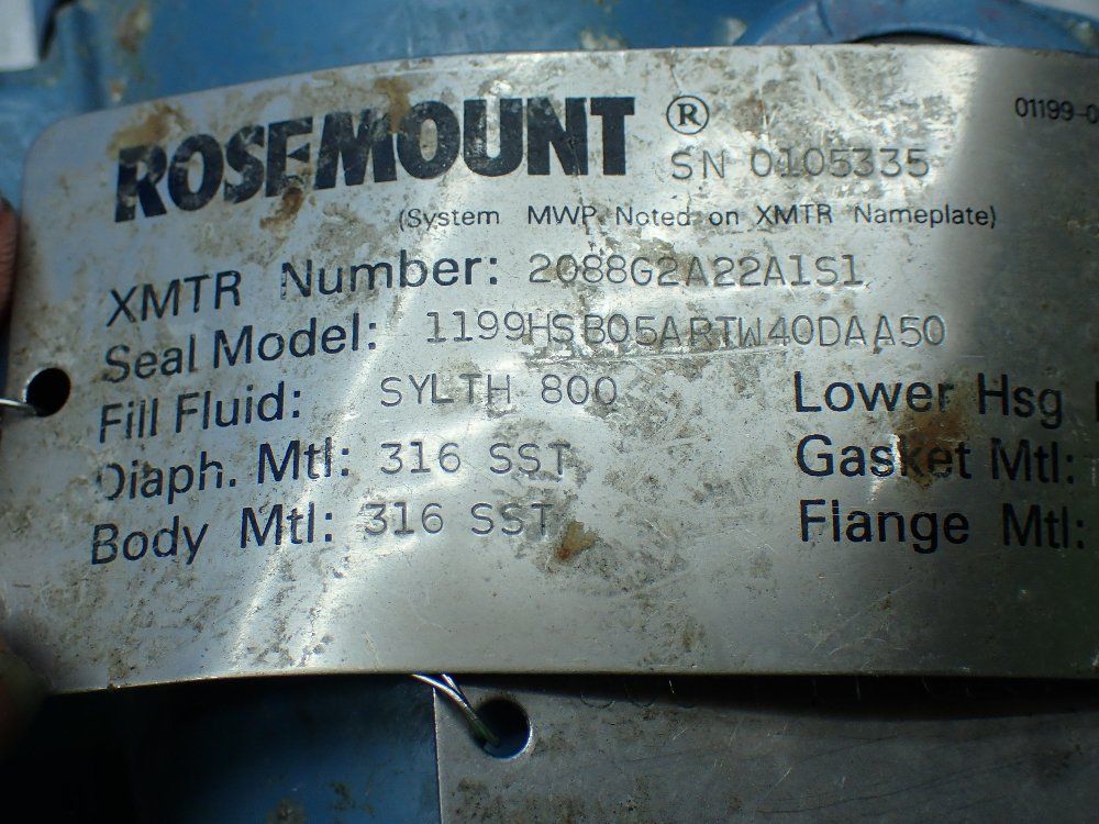 Rosemount Pressure Transmitter. - 2088g2a22a1s1