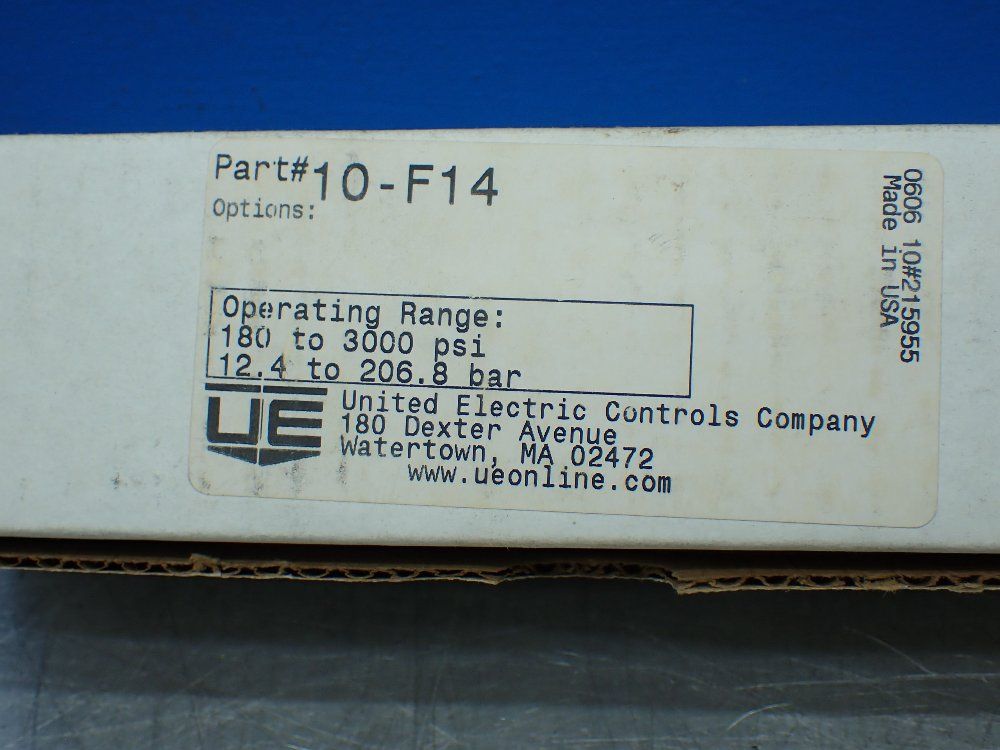 United Electric 180-3000psi Operating Range Pressure Switch - 10-f14