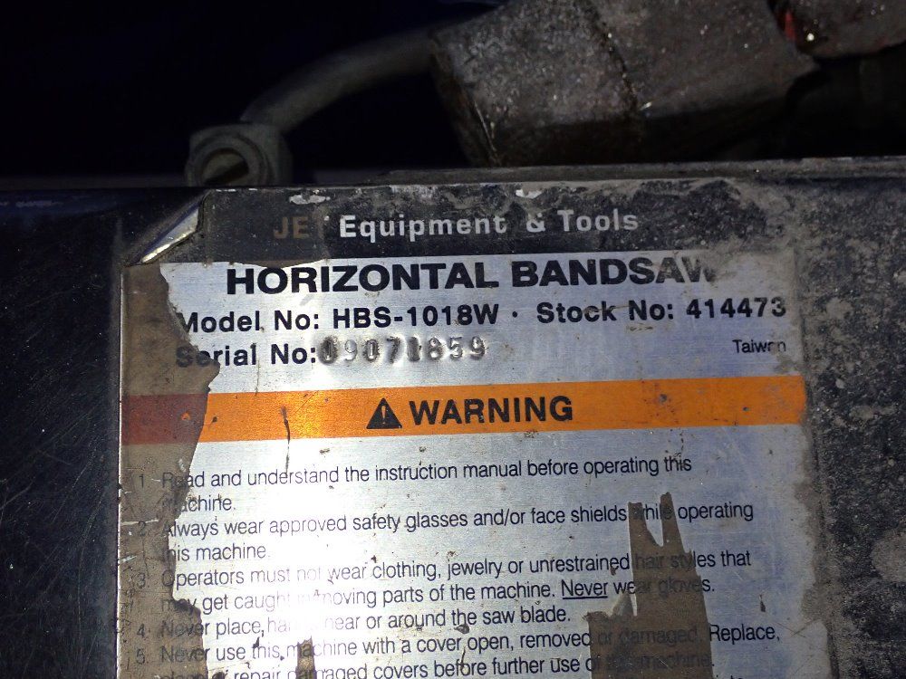 Jet 10 1/2" X 20 1/2" Horizontal Band Saw - Hbs-1018w