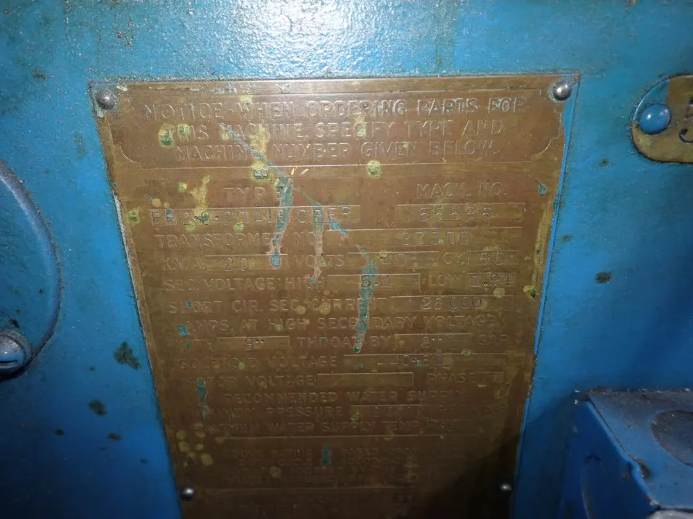 Taylor Winfield Spot Welder - Eb2820alr0per