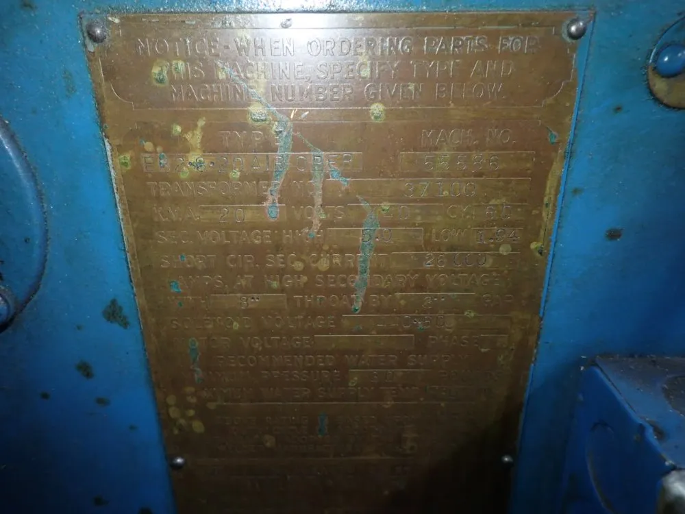 Taylor Winfield Spot Welder - Eb2820alr0per