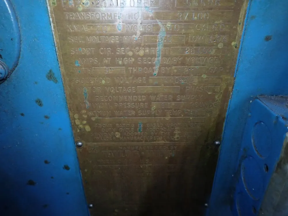 Taylor Winfield Spot Welder - Eb2820alr0per