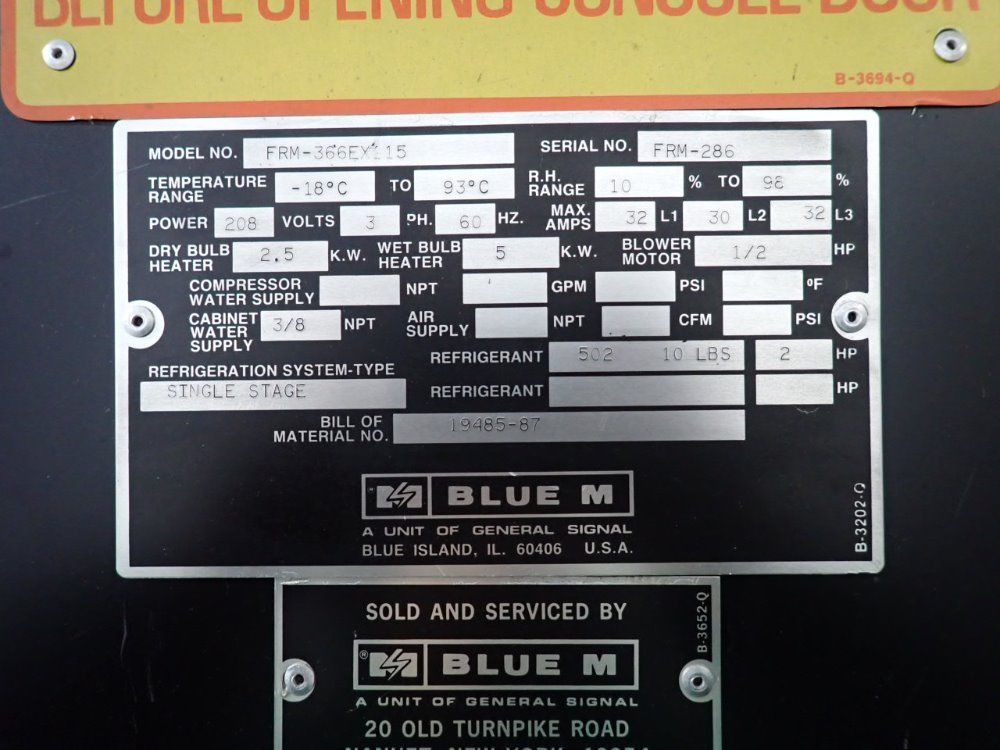 Blue M -18°c To 93°c Temperature Chamber - Frm-366ex15