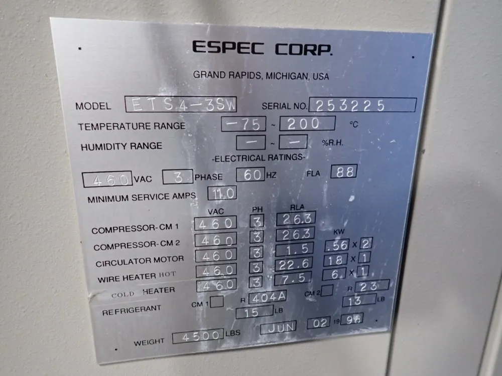 Espec Corp Thermal Shock Chamber - Ets4-3sw
