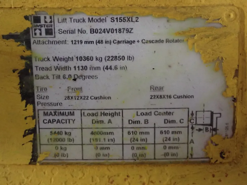 Hyster 12000 Lbs Propane Forklift - S155xl2