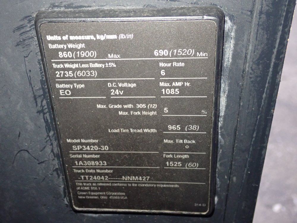 Crown 2900 Lbs Standup Forklift - 3400 Series