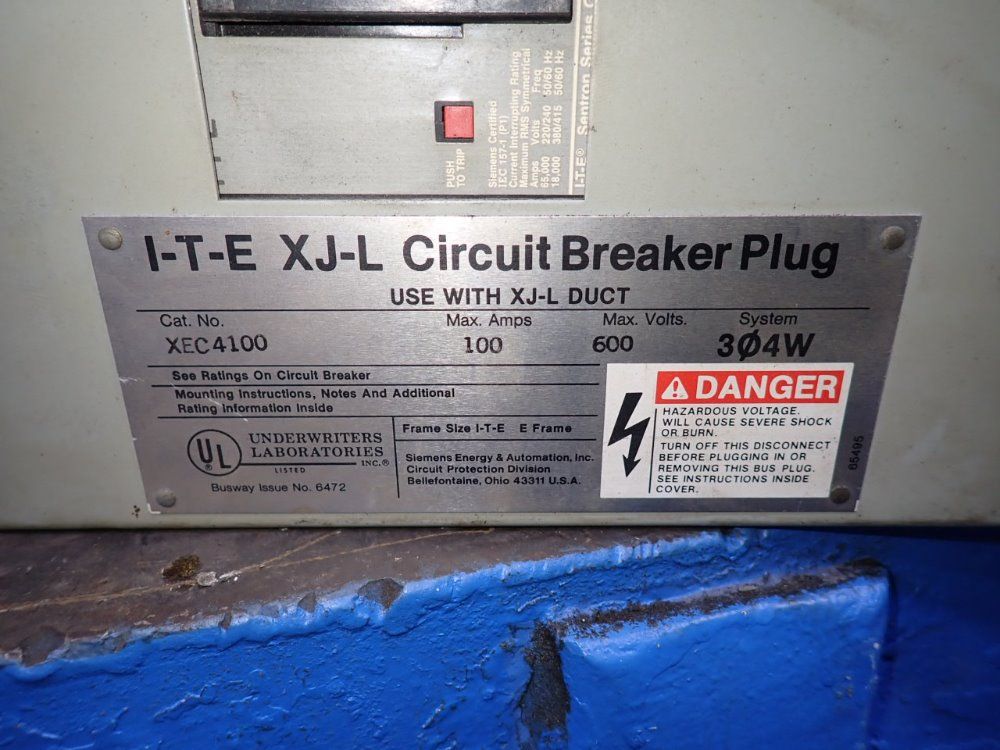 Siemens 100 Amps / 600 Vac Bus Plug - Xec4100