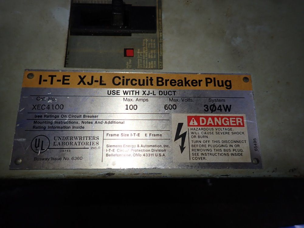 Siemens 100 Amps / 600 Vac Bus Plug - Xec4100