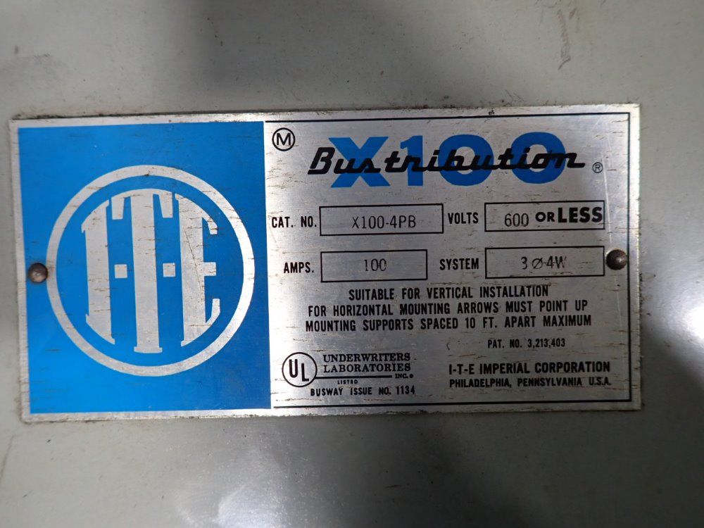 I-t-e Imperial Corporation 100 Amps Bus Plug - X100-4pb