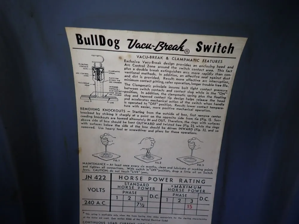 Bulldog Electric Company 60 Amps Fusible Disconnect - Jn-422