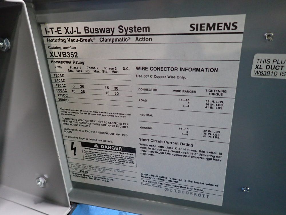 I-t-e 60 Amps Bus Plug - Xlvb352