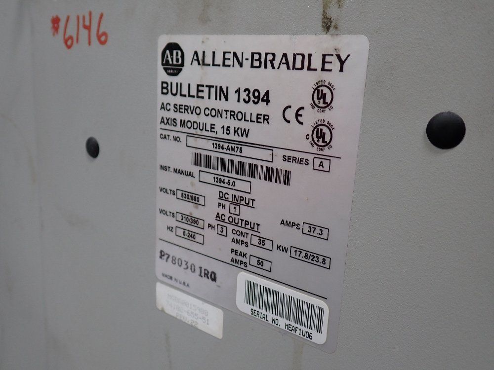 Allen Bradley 17.8/23.8 Kw Servo Controller Axis Module - 1394-am75