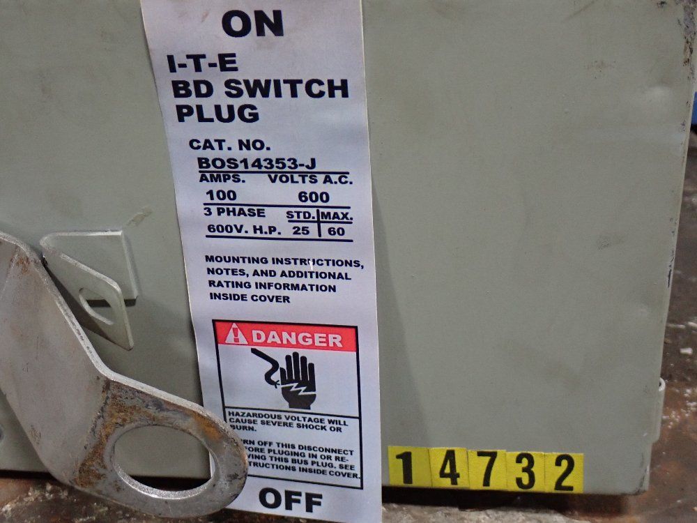 Ite Elec. Corp. 100a/600v Bus Plug - Bos14353-j