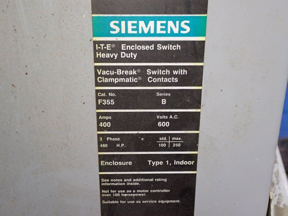Siemens 400 Amp Fusible Disconnect - F355