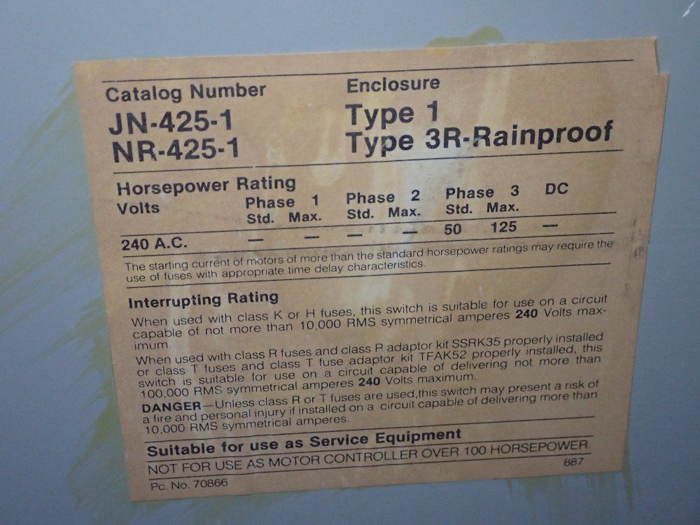 Ite 400 Amp Non-fusible Disconnect - Jn425-1