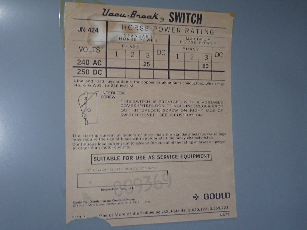 Gould 200 Amp Fusible Disconnect - Jn424