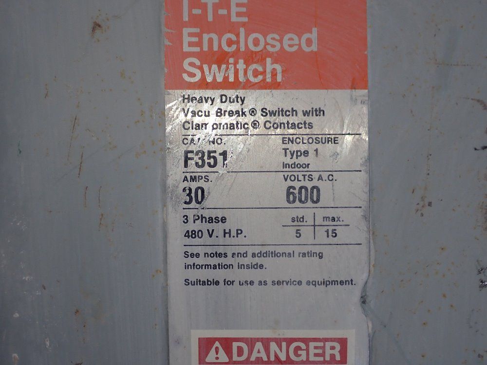 Ite 30 Amp Fusible Disconnect - F351