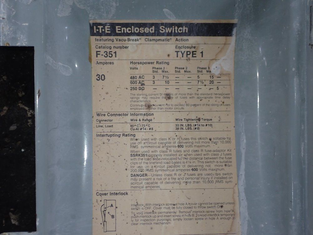 Ite 30 Amp Fusible Disconnect - F-351
