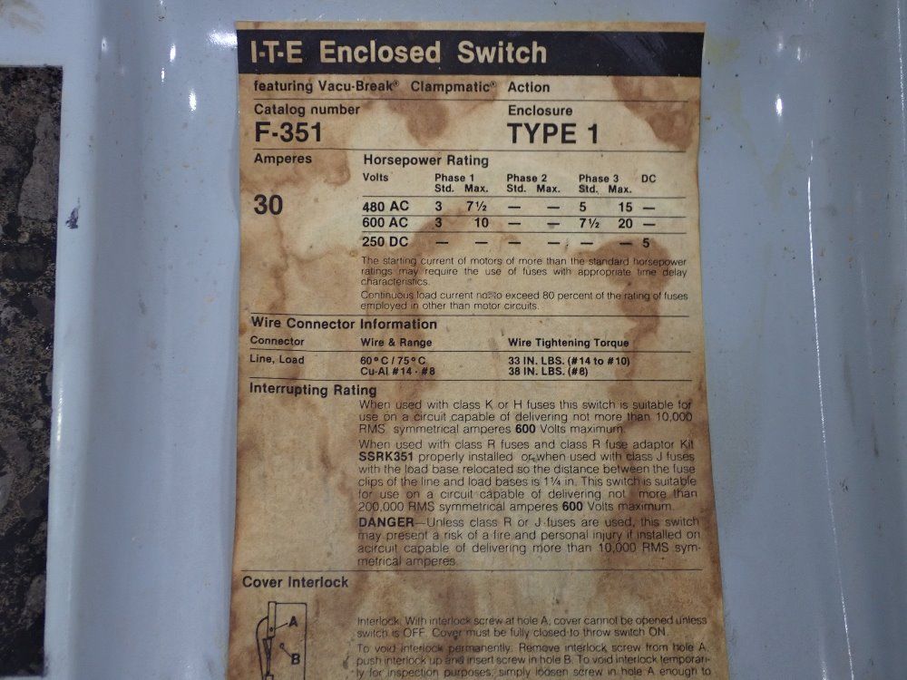 Ite 30 Amp Fusible Disconnect - F-351