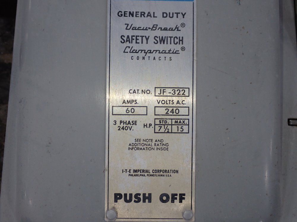 Ite 60 Amp Fusible Disconnect - Jf-322