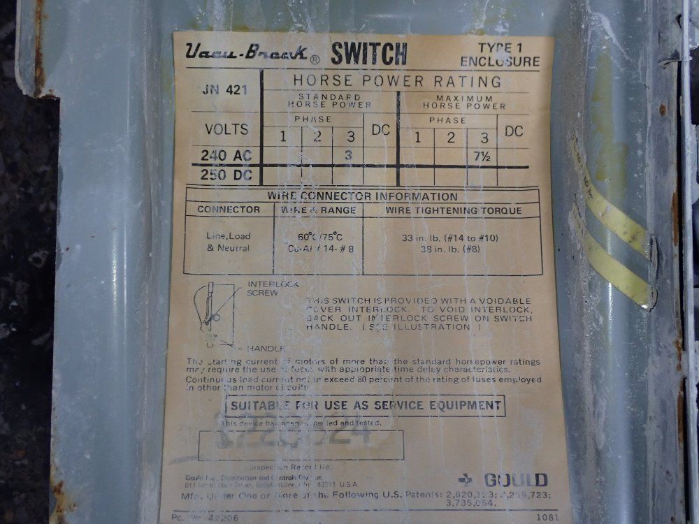 Gould 30 Amp Fusible Disconnect - Jn421