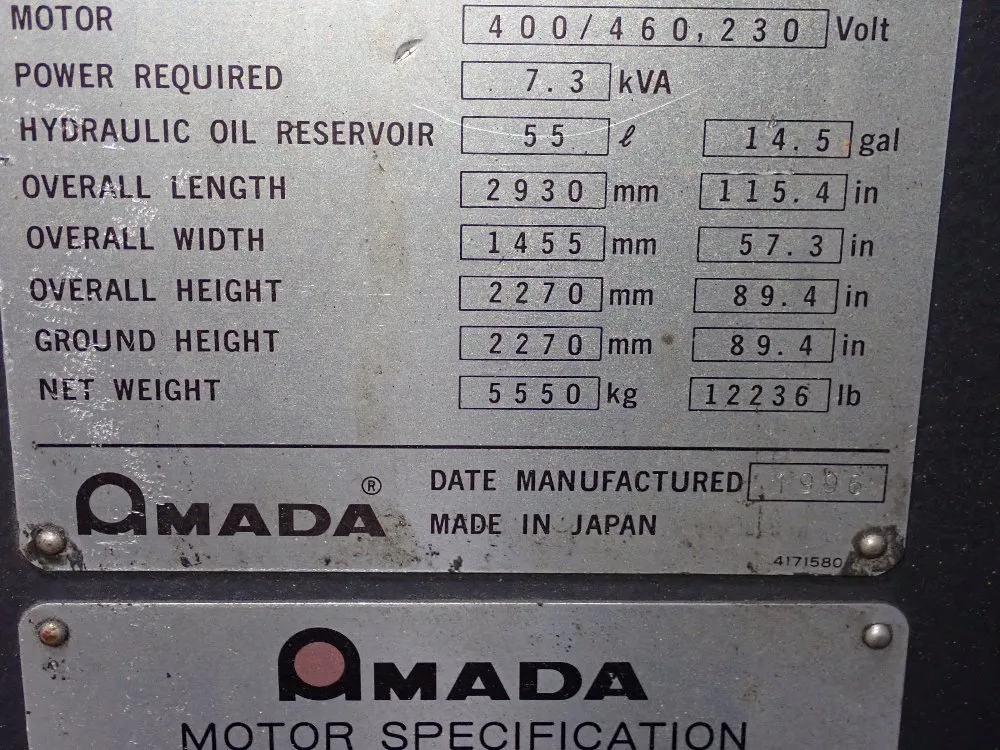 Amada 80 Tonx 98" Press Brake - Fbd-8025e
