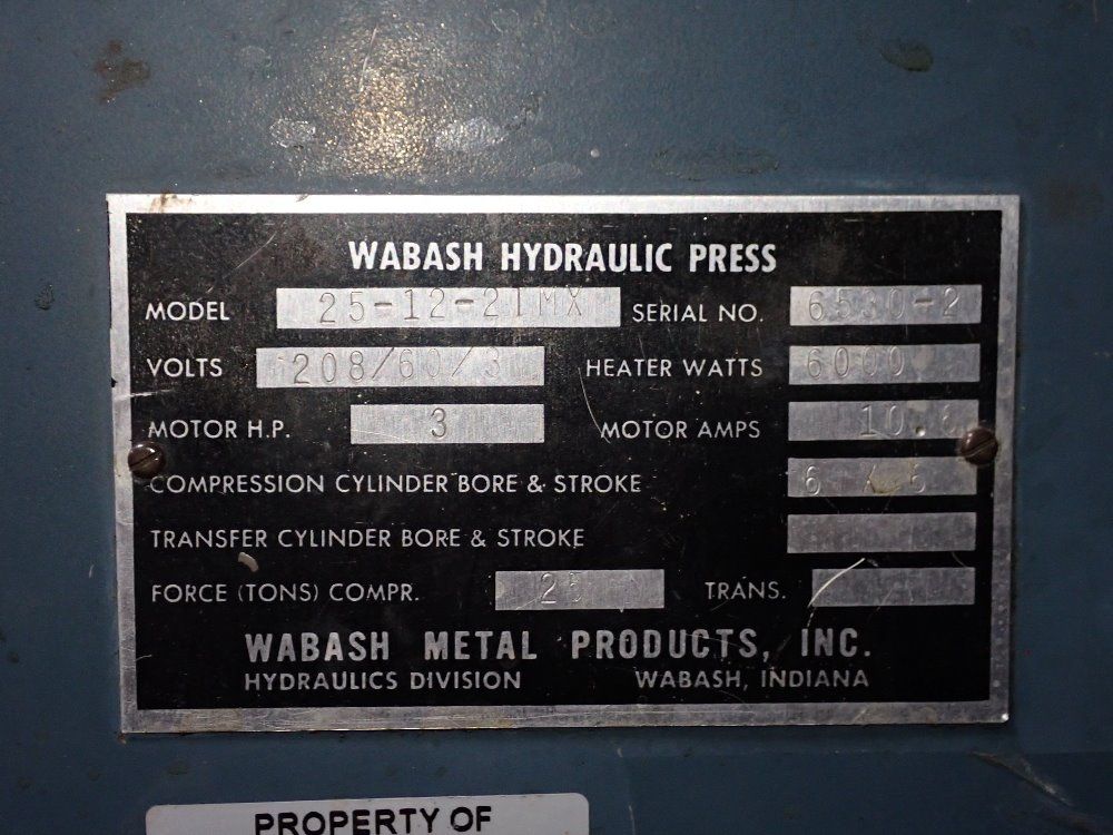 Wabash 25 Ton 4-post Press - 25-12-2tmx