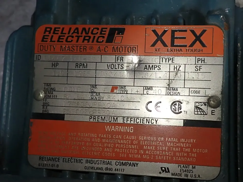 Reliance Electric 1 Hp Motor - P14g7516n-bb