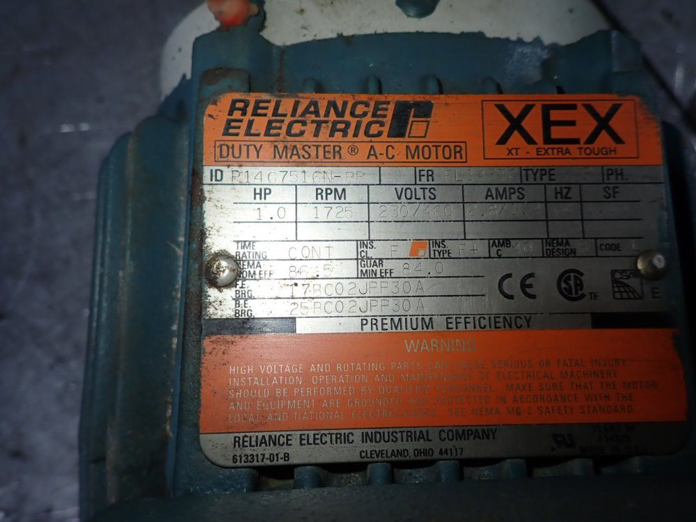Reliance Electric 1 Hp Motor - P14g7516n-bb