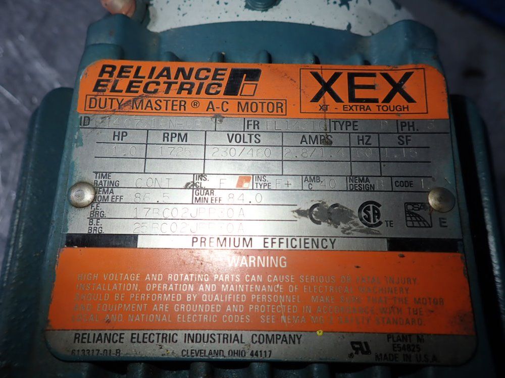Reliance Electric 1 Hp Motor - P14g7516n-bb