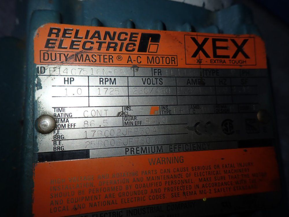 Reliance Electric 1 Hp Motor - P14g7516n-bb