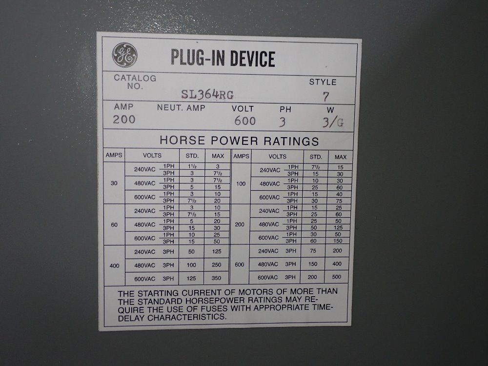 General Electric 200 Amp Bus Plug - Sl364rg