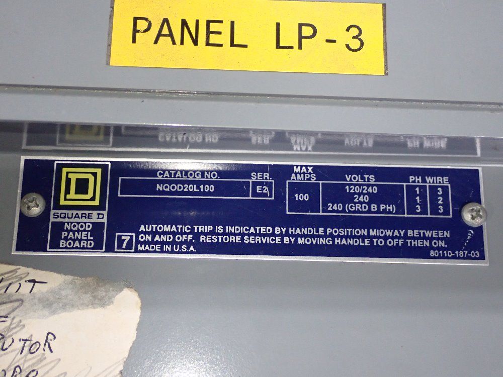 Square D 100 Amp Circuit Breaker - Nqod20l100