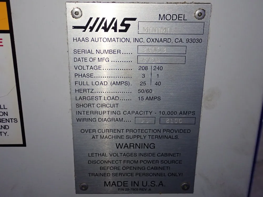 Haas 12" X 28 1/2" Cnc Vmc - Minimill