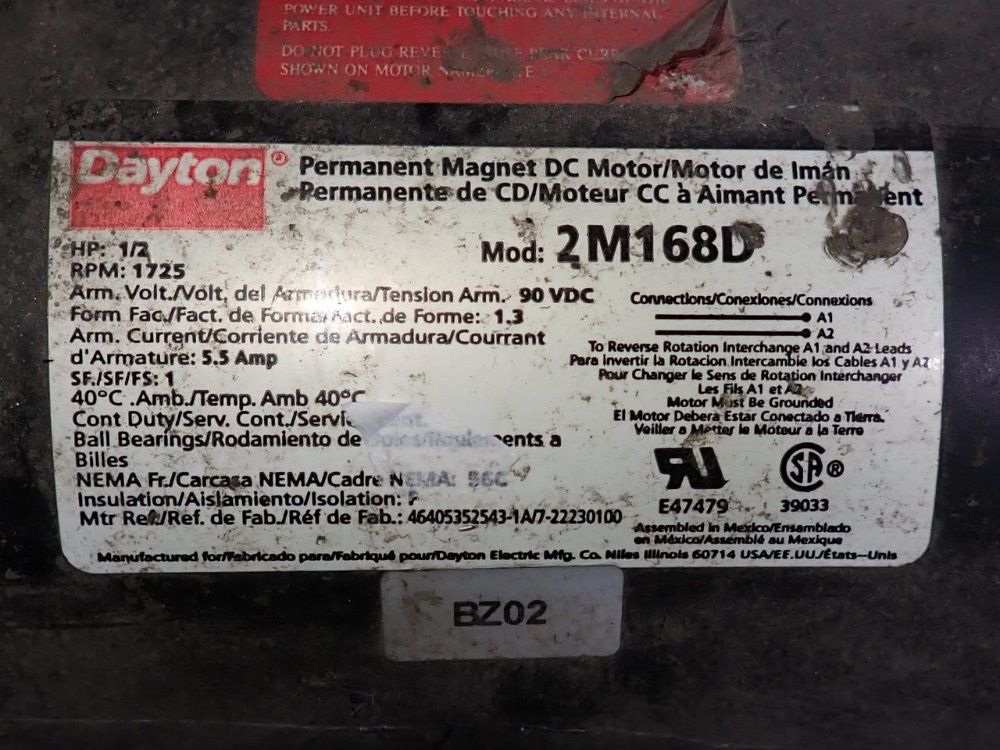 Dayton 1/2 Hp Permanent Magnet Motor - 2m168d