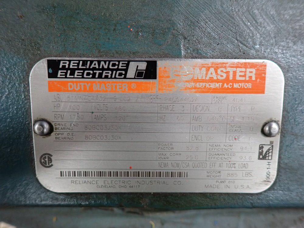 Reliance Electric 100 Hp Motor - P40g4402a
