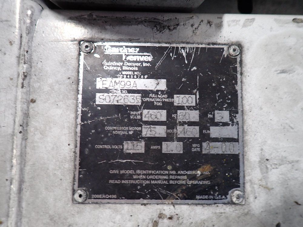 Gardner Denver 75 Hp Air Compressor - Eam99a