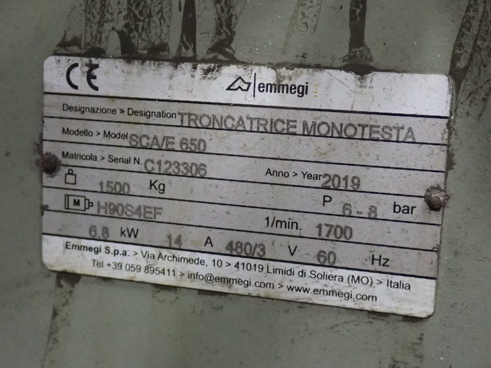 Emmegi 6.8kw Precision Aluminum Upcut-off Saw - Sca/e650