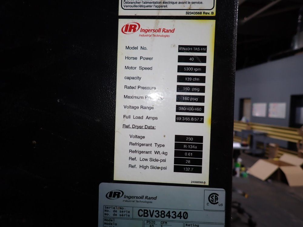 Ingersoll Rand 40 Hp Air Compressor - Irn40h-tas-hv