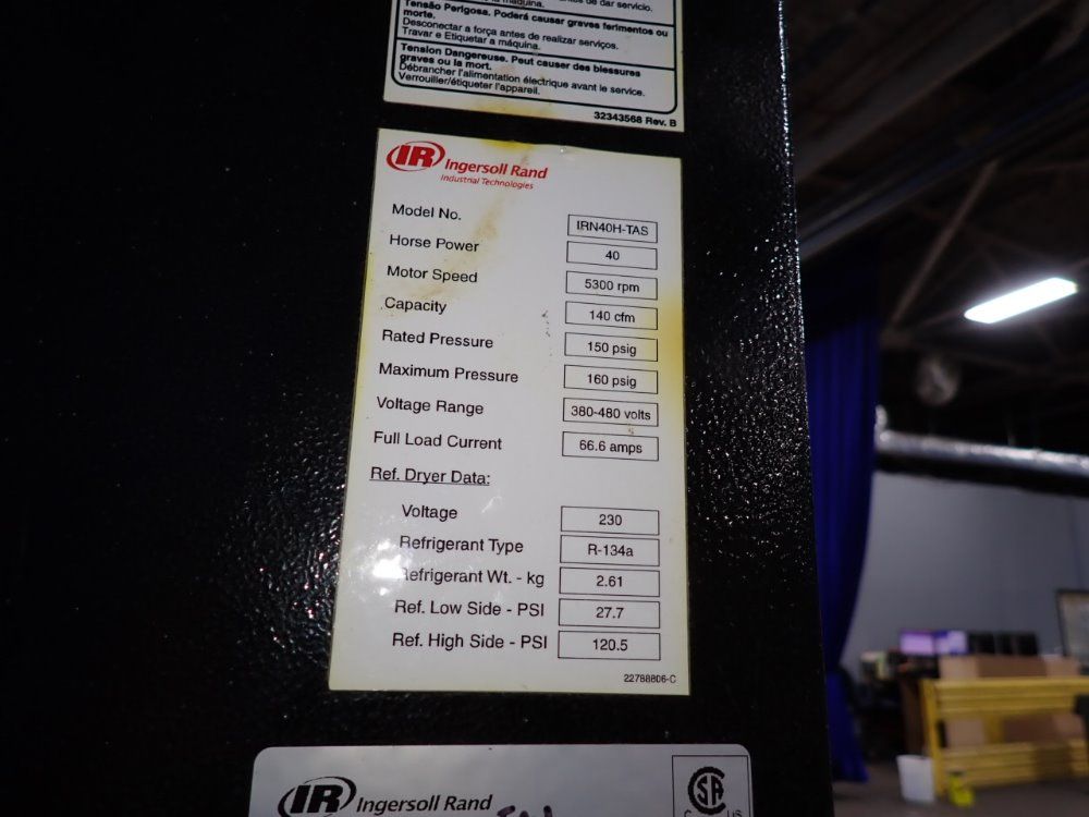Ingersoll Rand 40 Hp Air Compressor - Irn40h-tas
