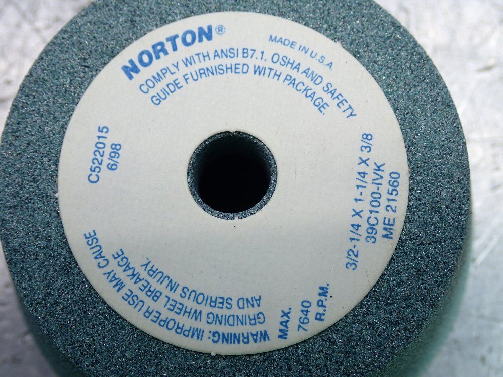 Norton 3/2-1/4x1-1/4x3/8 Grinding Wheels 3 Pkgs - 39c100-ivk