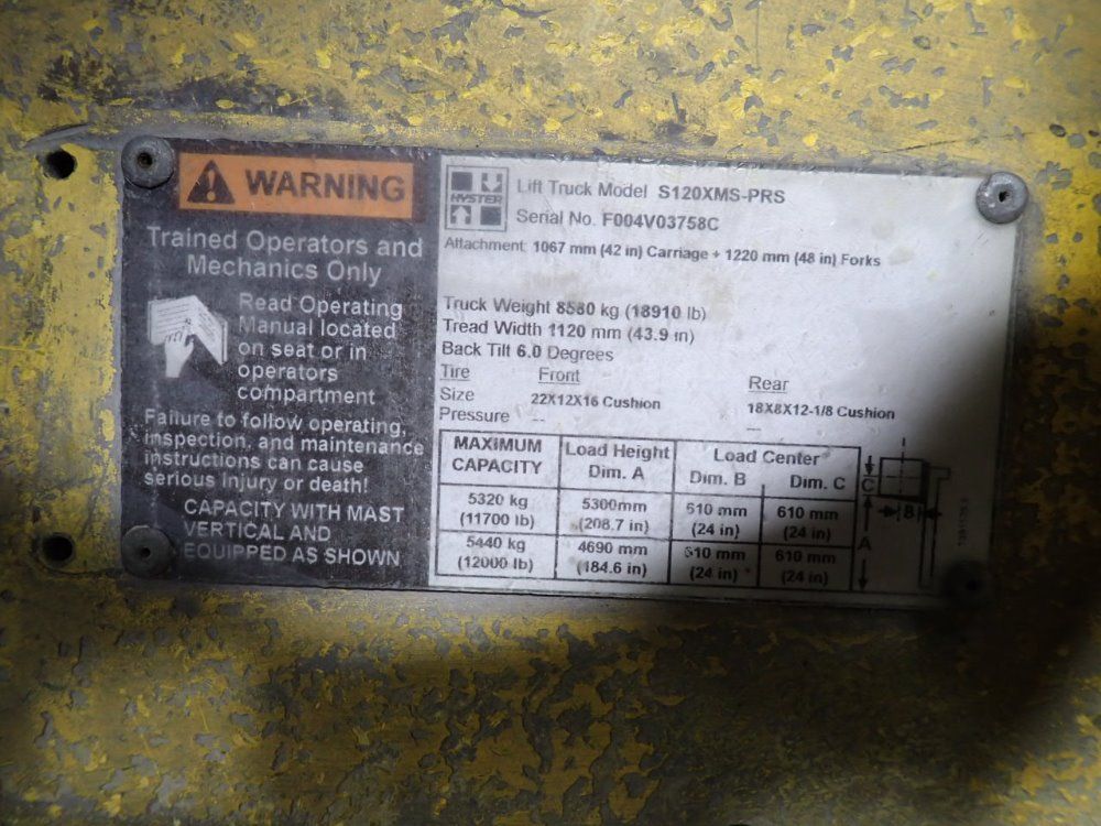 Hyster 12000 Lbs Propane Forklift - S120xms-prs