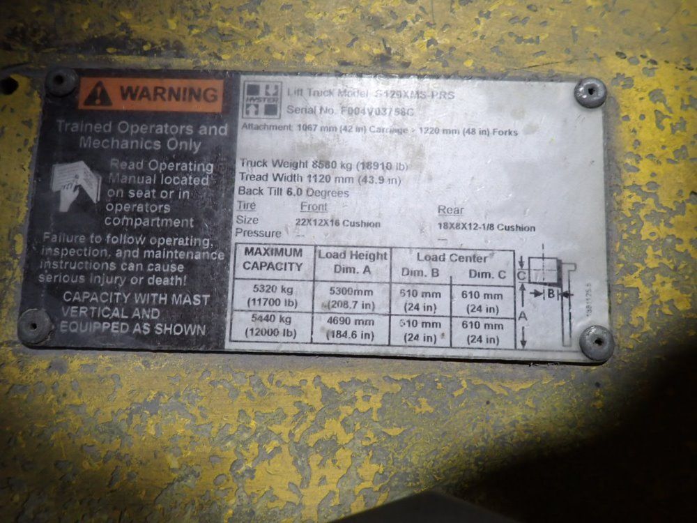 Hyster 12000 Lbs Propane Forklift - S120xms-prs