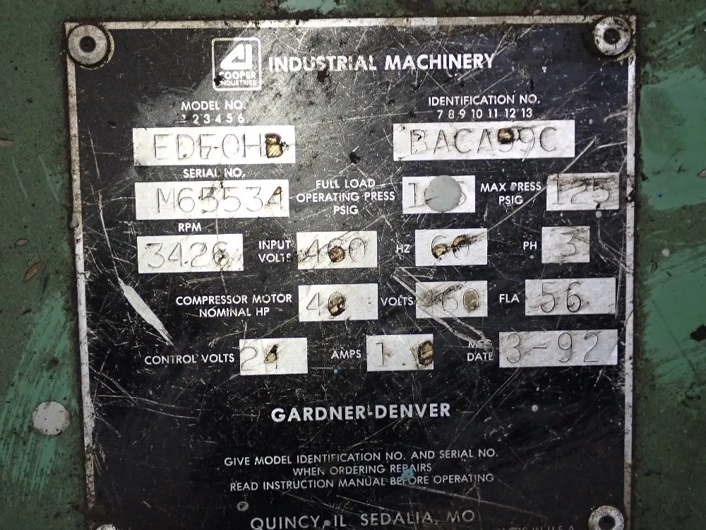 Gardner Denver 40 Hp Air Compressor - Ede0hb