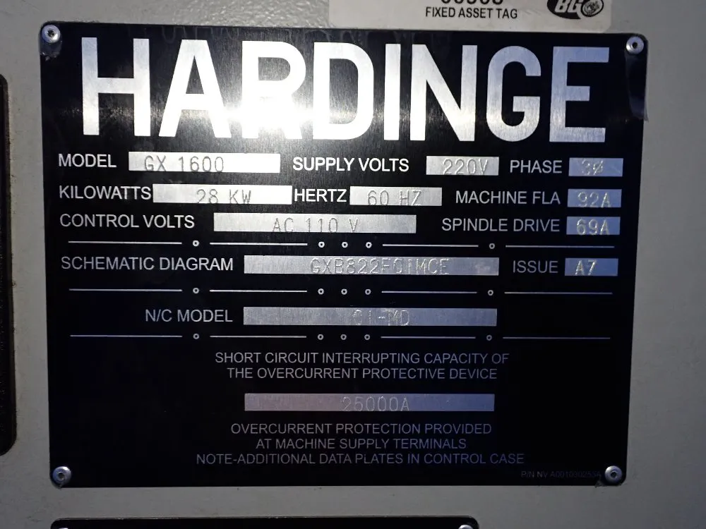 Hardinge 27 1/2" X 67" Cnc Vmc - Gx 1600