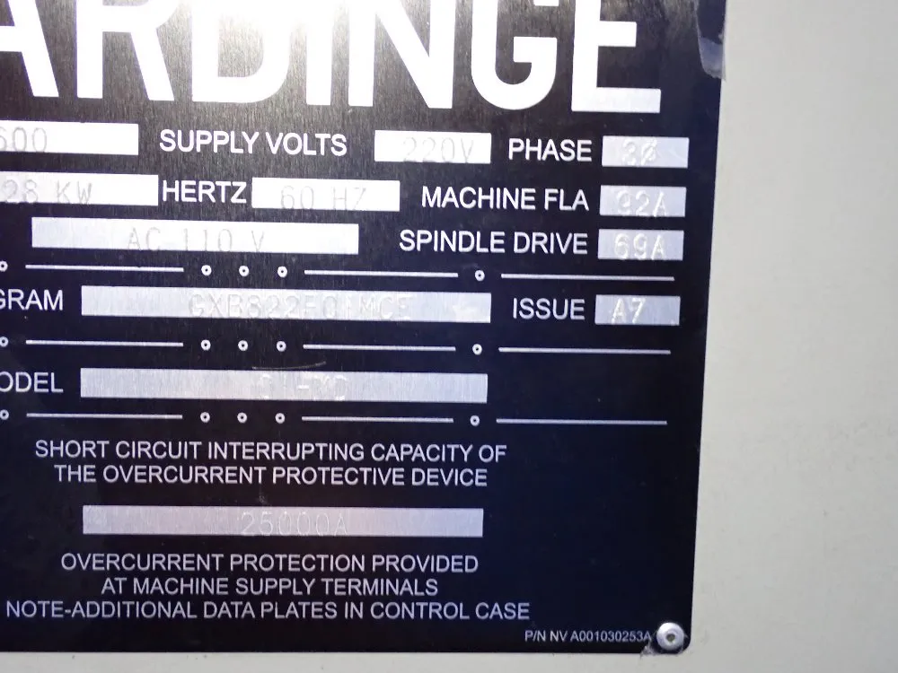 Hardinge 27 1/2" X 67" Cnc Vmc - Gx 1600