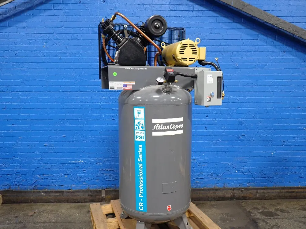 Atlas Copco 124 Gal Piston Air Compressor - Cr5-0ts-80gv-200v-3p