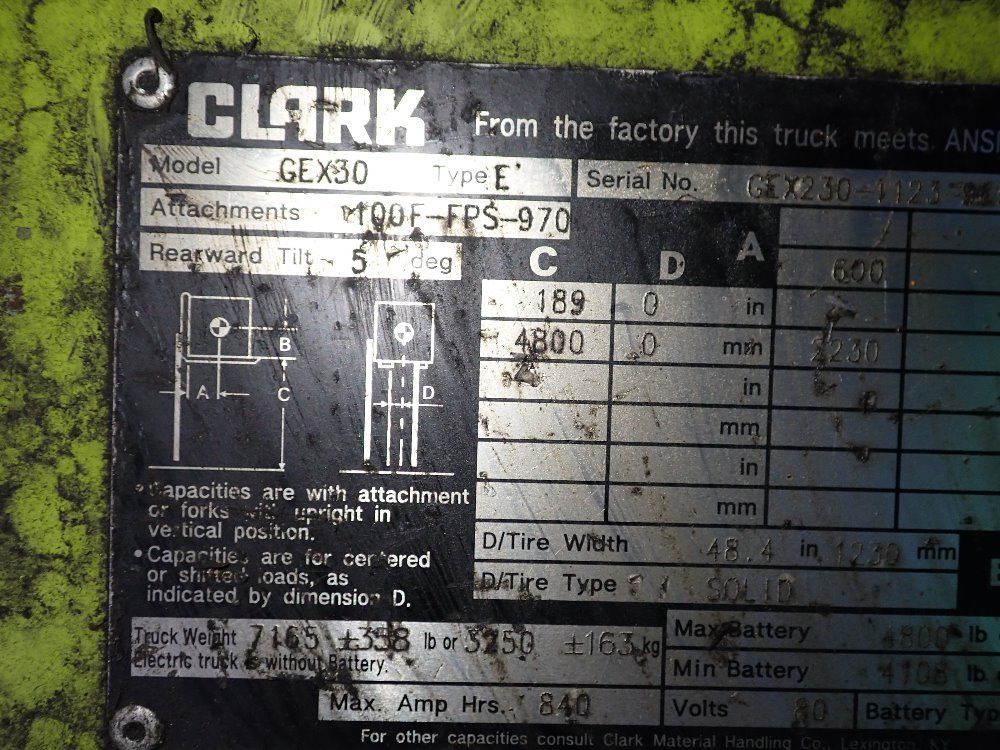 Clark 4800 Lbs Electric Forklift - Gex30