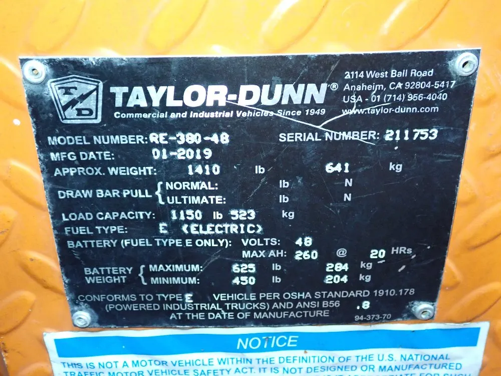 Taylor-dunn 1150 Lbs Electric Cart - Re-380-48