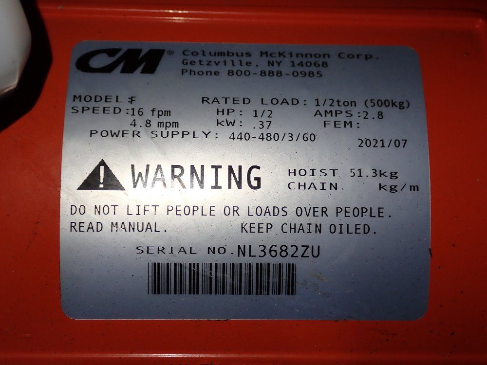 Cm 1/2 Ton Chain Hoist - F